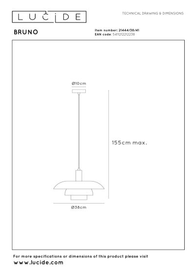 Lucide BRUNO - Pendant light - Ø 38 cm - 1xE27 - Taupe